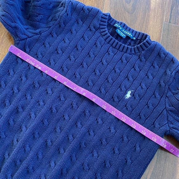 Ralph Lauren Cable Knit 100% Cotton Chunky Sweater Navy M - Picture 4 of 6